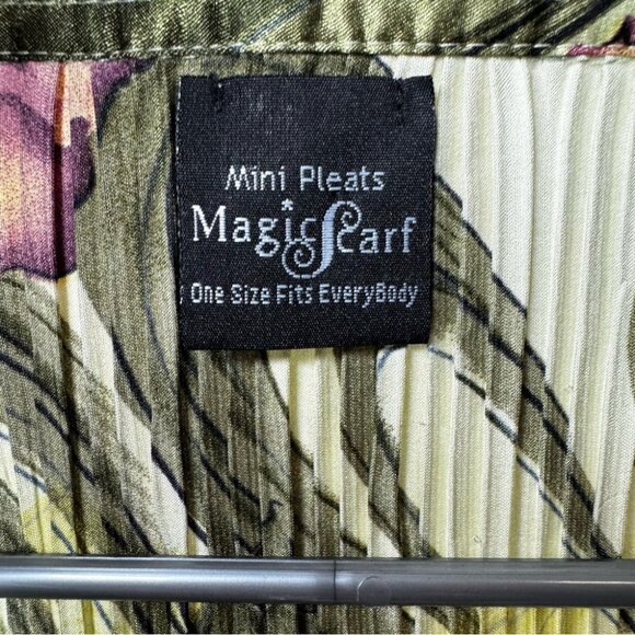 Mini pleats magic scarf top pleated floral green purple stretchy soft shiny luxe - Picture 6 of 11